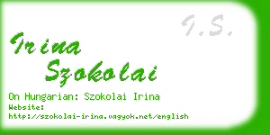 irina szokolai business card